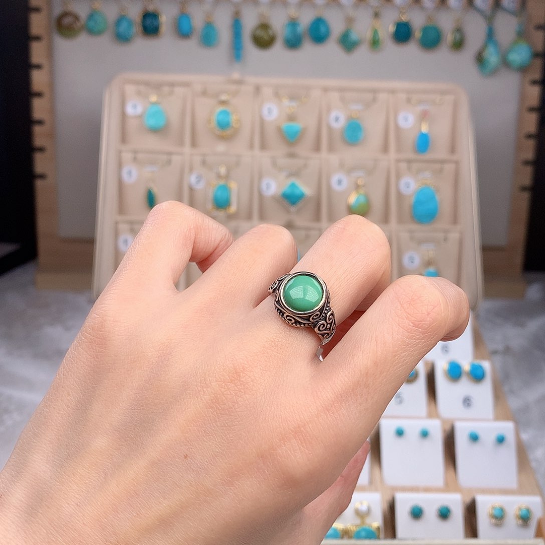 绿松石戒指银S925镶嵌