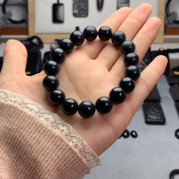 和田玉（墨玉）未镶嵌手串特价12mm