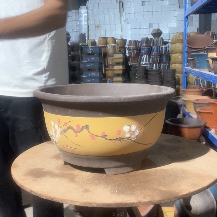 黄色富贵点彩大花盆花盆