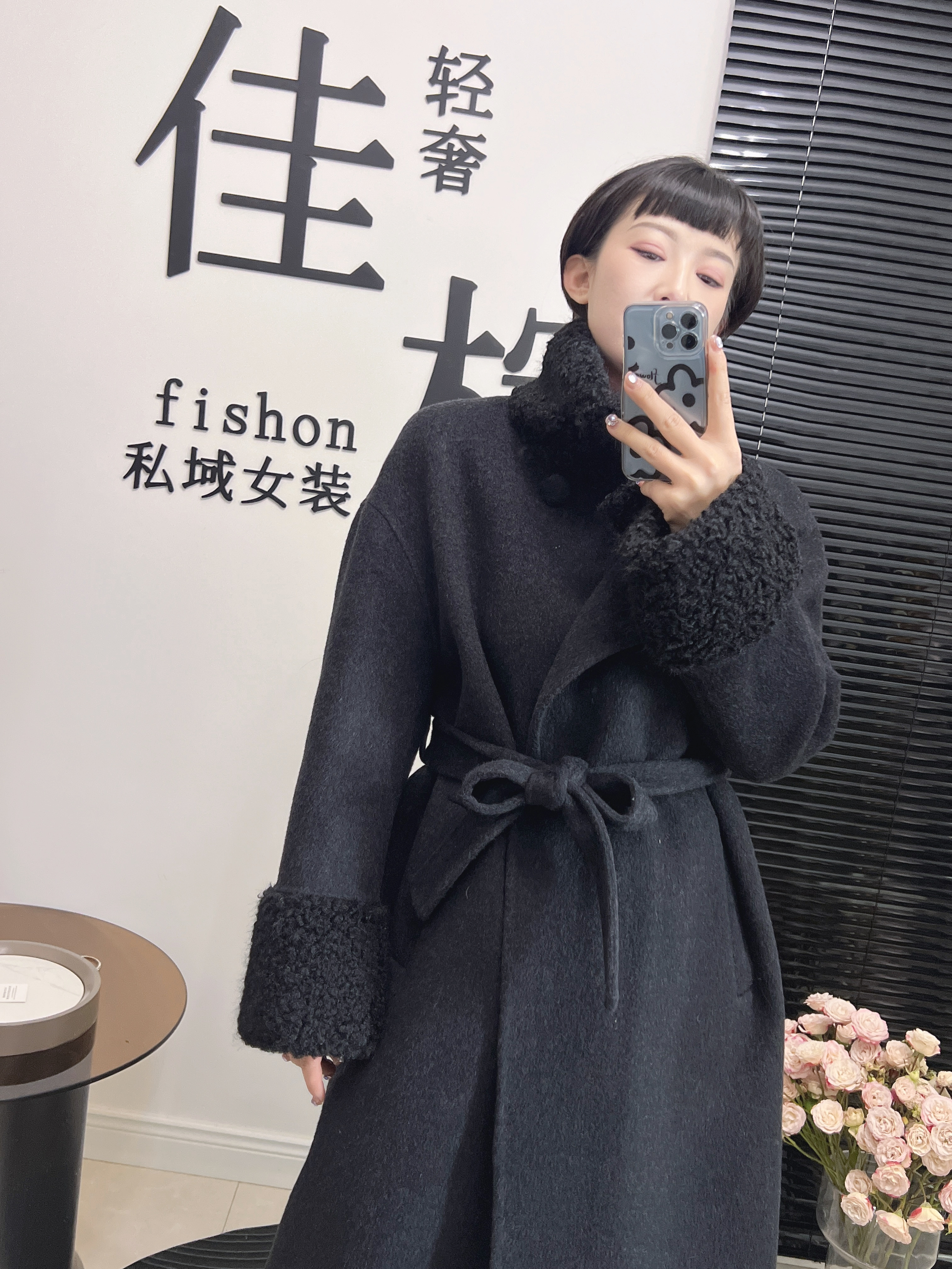 厚款老钱风中长款女保暖毛呢外套呢子呢大衣宽松秋冬