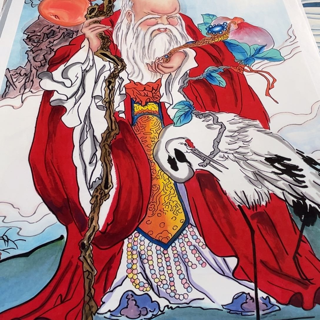 国画四尺寿星作品