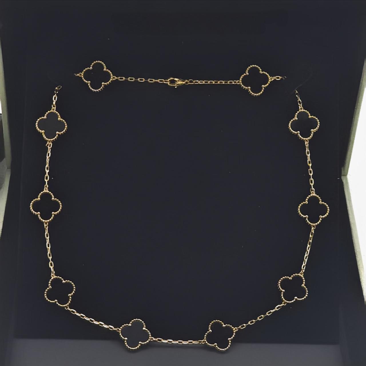 SBIBAILI经典款黑色四叶十花项链