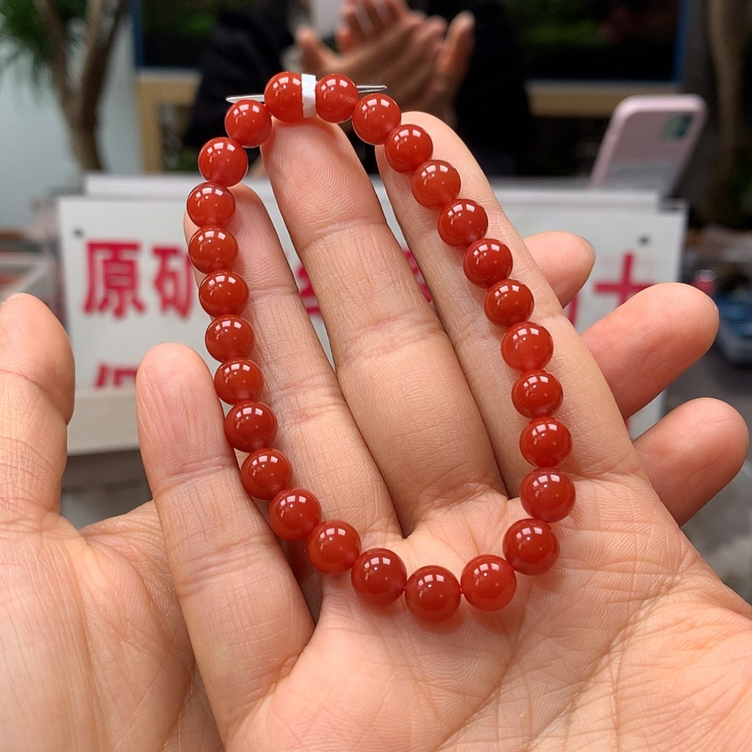 南红玛瑙南红7mm+官坡锦红手串未镶嵌