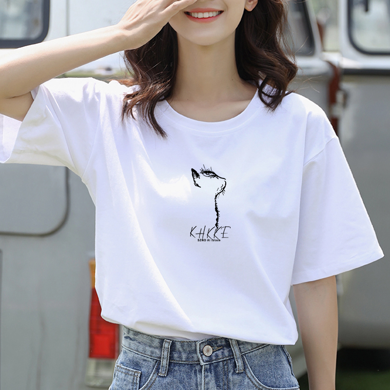 纯棉白色短袖t恤女夏2025新款爆款女装衣服卡通印花百搭上衣Y