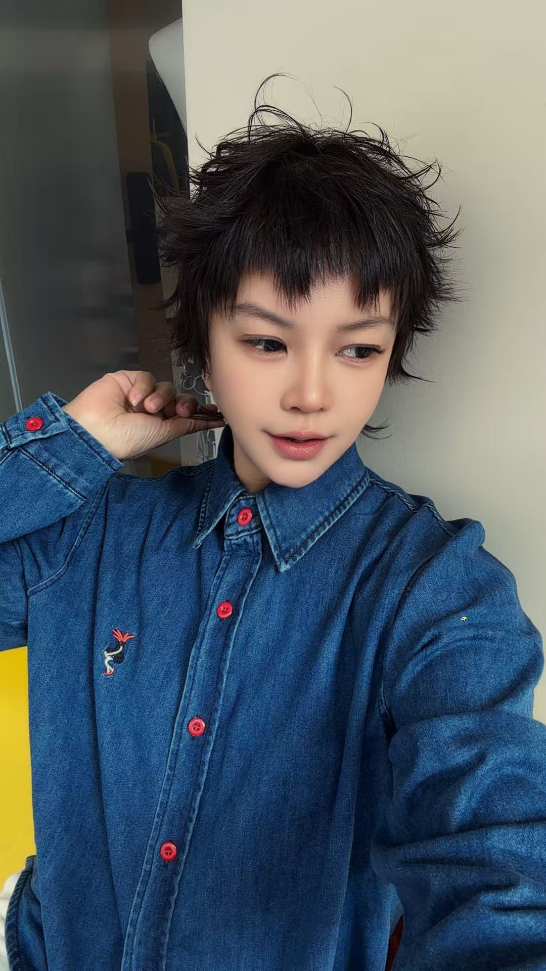 【济州岛】小众设计复古刺绣牛仔衬衫80350