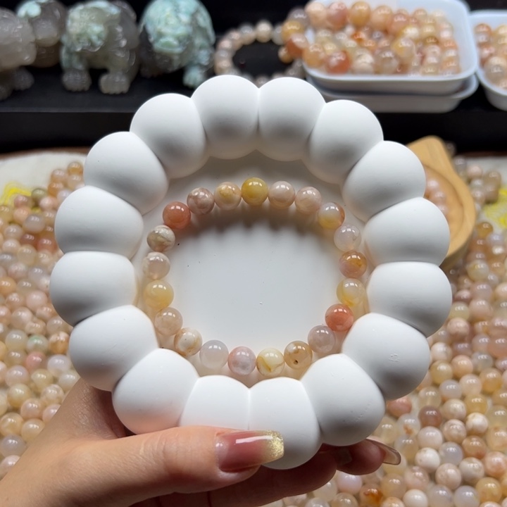 玛瑙/玉髓未镶嵌手链马卡龙9mm 30