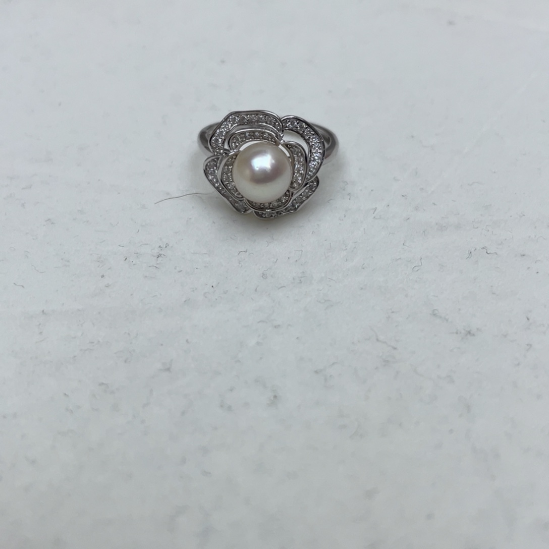 海水珍珠银S925镶嵌戒指