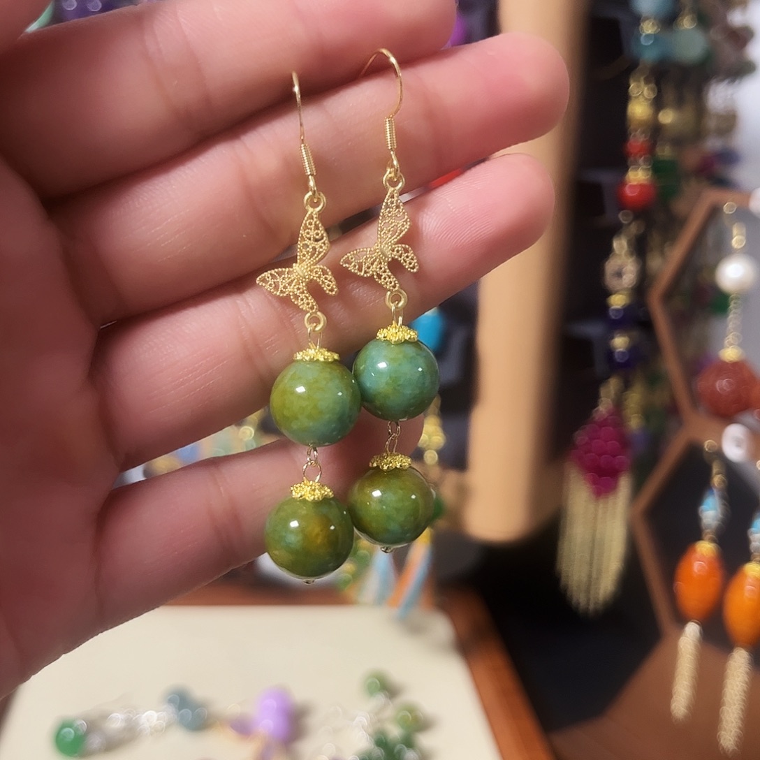 锆石纯铜925银耳饰