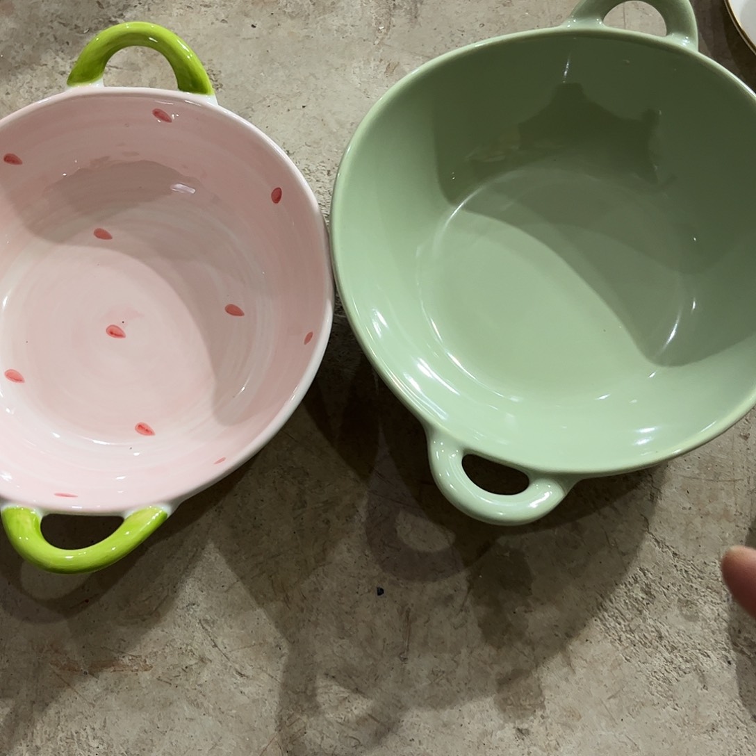 瓷片双耳碗二个微瑕