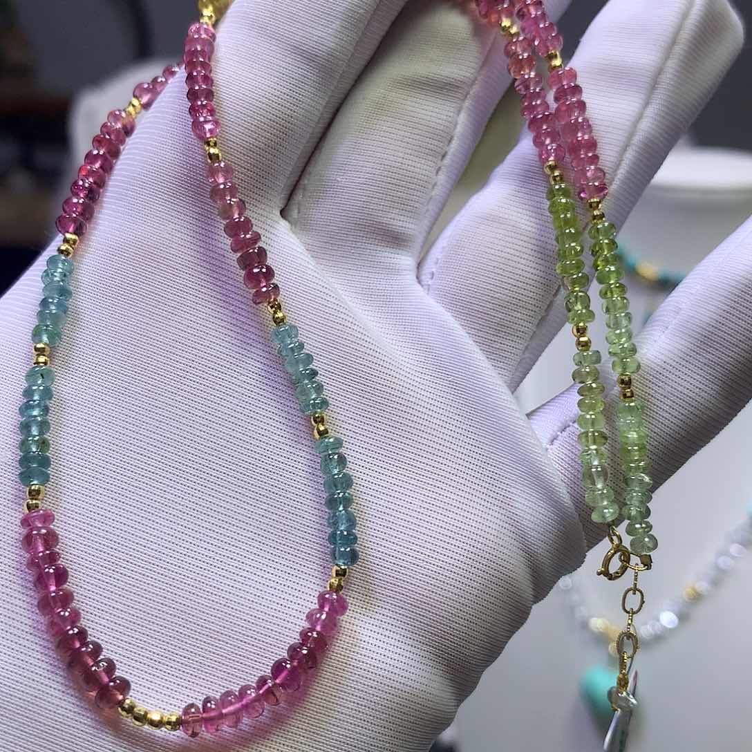 项链18K金镶嵌碧玺项链