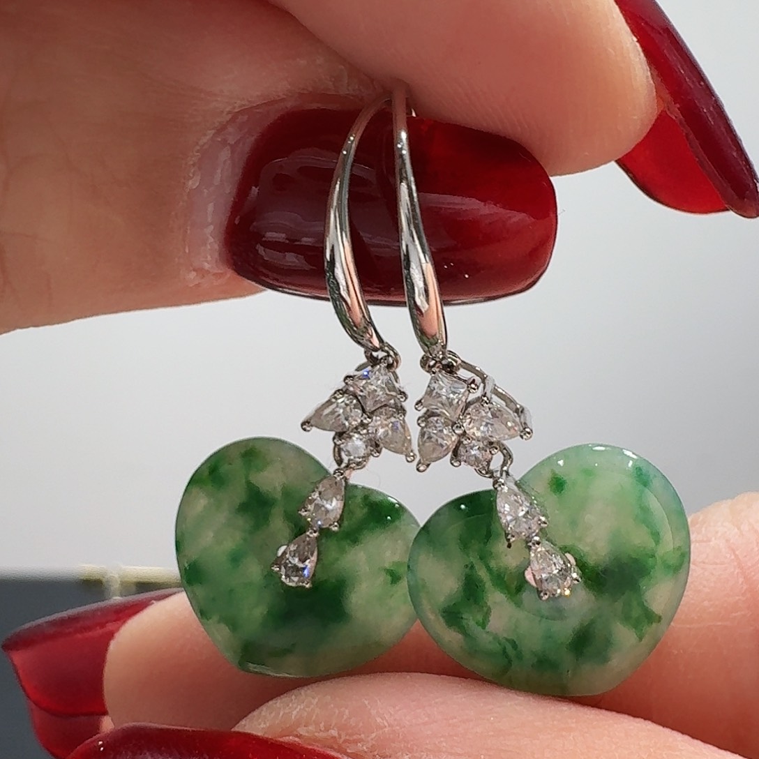 翡翠耳饰18K金镶嵌耳饰