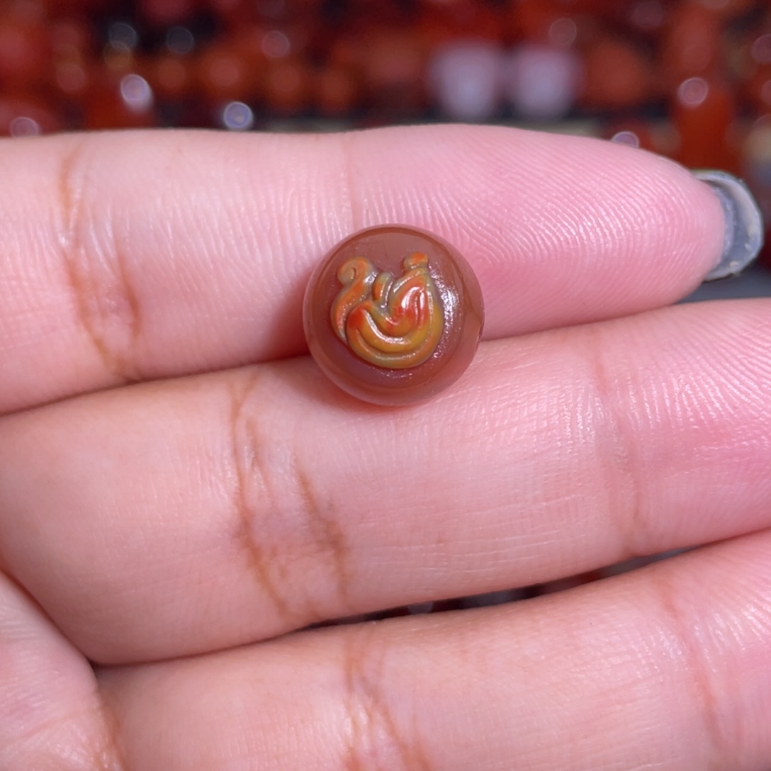 南红玛瑙未镶嵌包浆悟道圆珠卡11.5