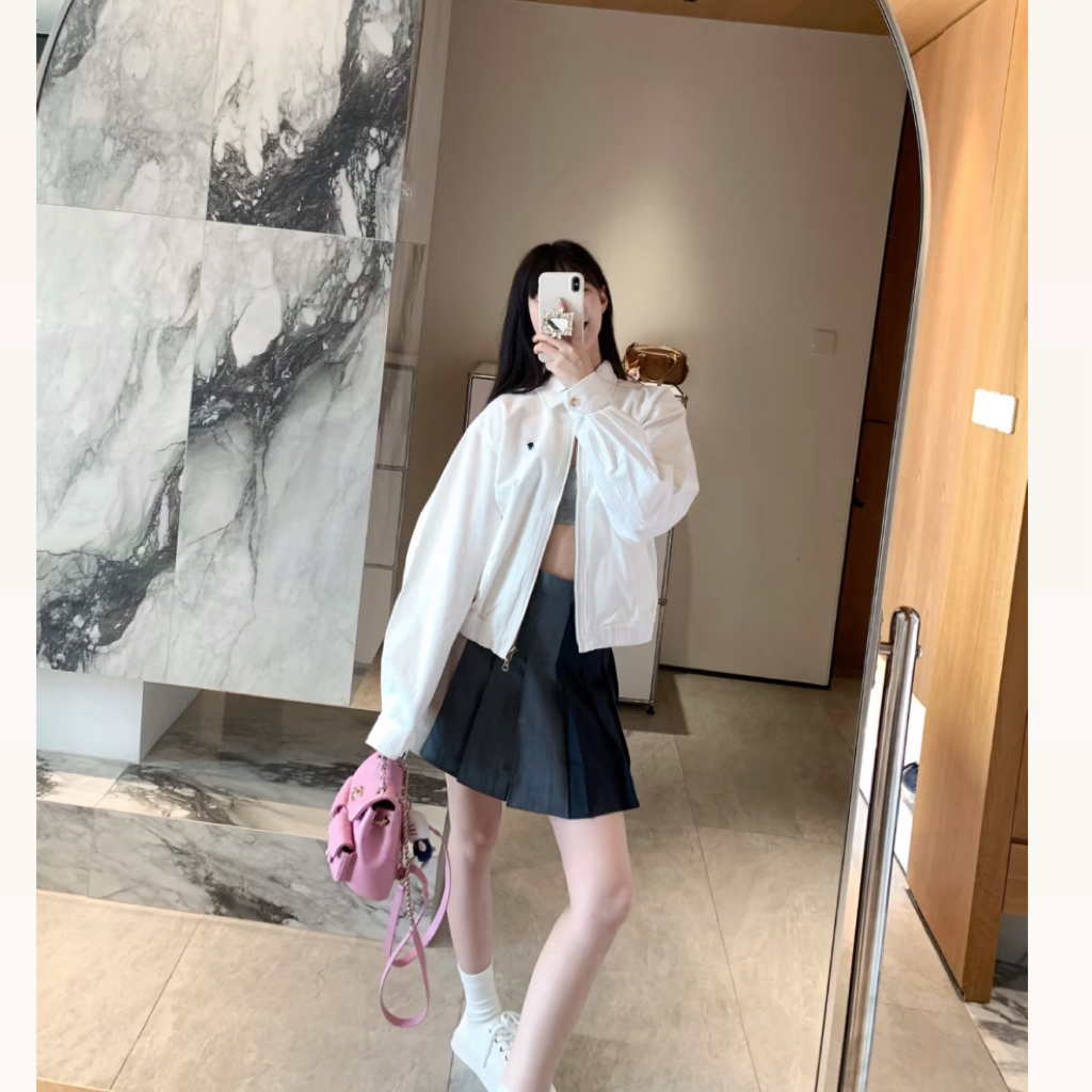 SANSIS  小马 白色极简拉链夹克外套 