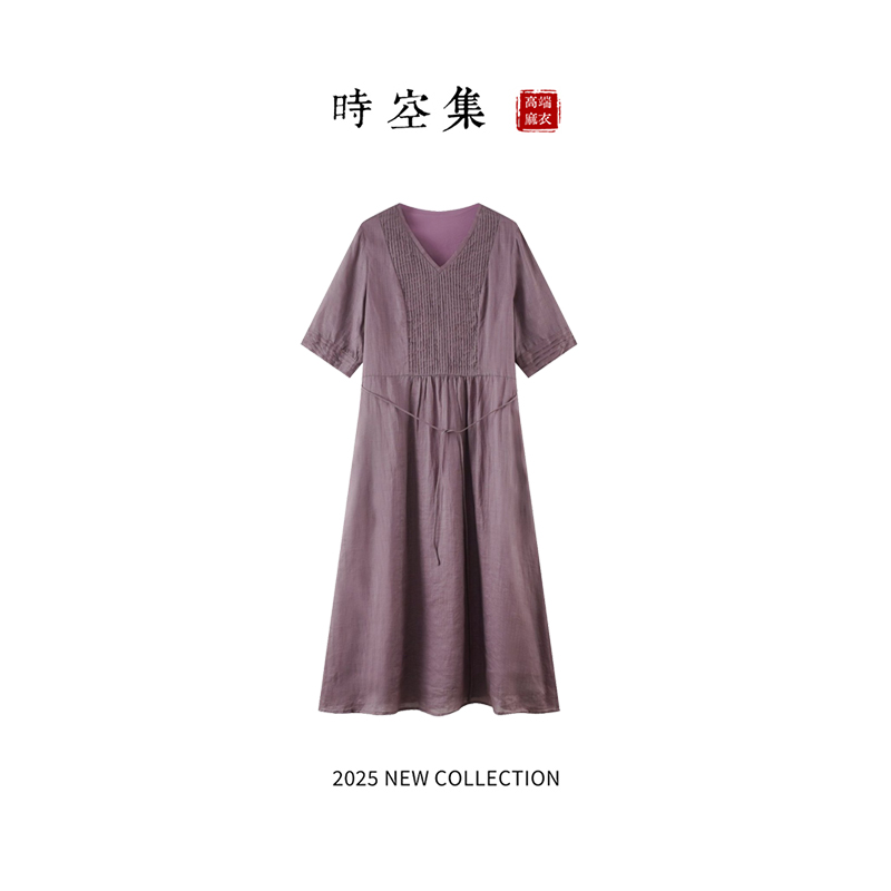 【100苎麻】FS5S0001法式苎麻双层设计宽松连衣裙气质女装连衣裙