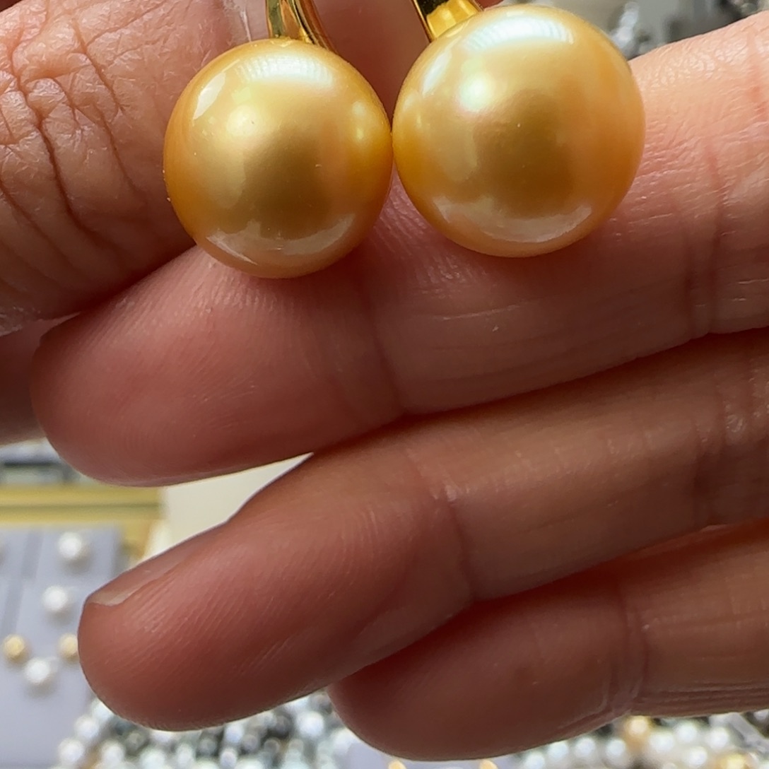 海水珍珠耳饰银S925镶嵌