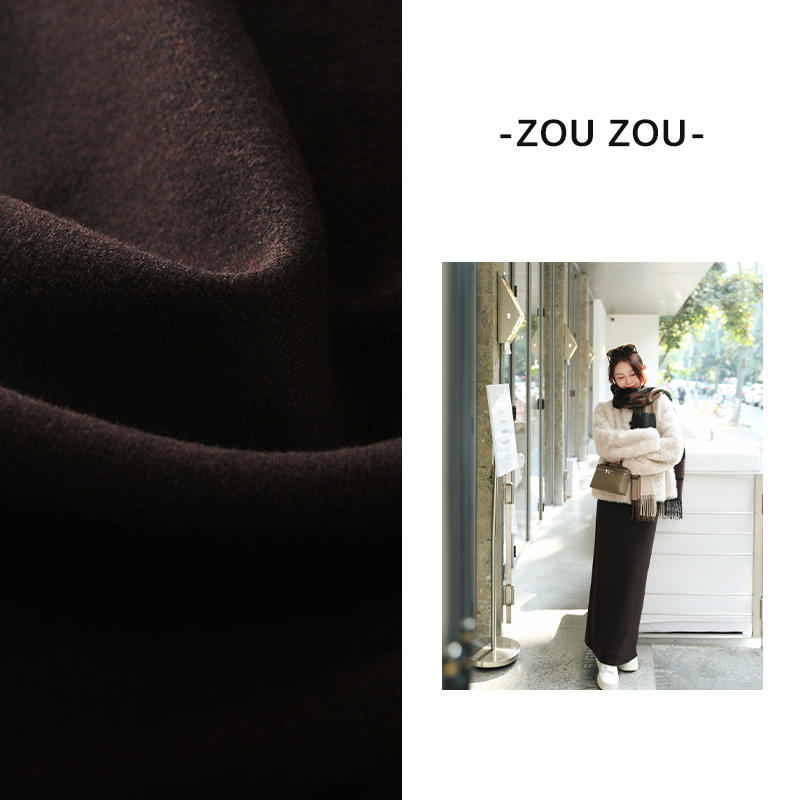 【心尖裙】邹邹小个子羊毛格子半裙女秋冬高腰显瘦复古中长款半身裙