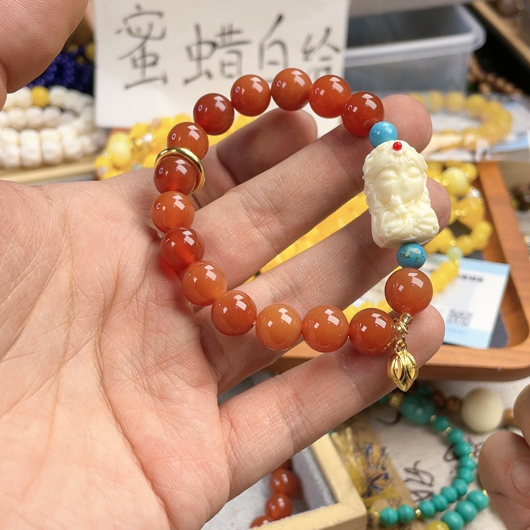 檀香木手串银S925镀金镶嵌