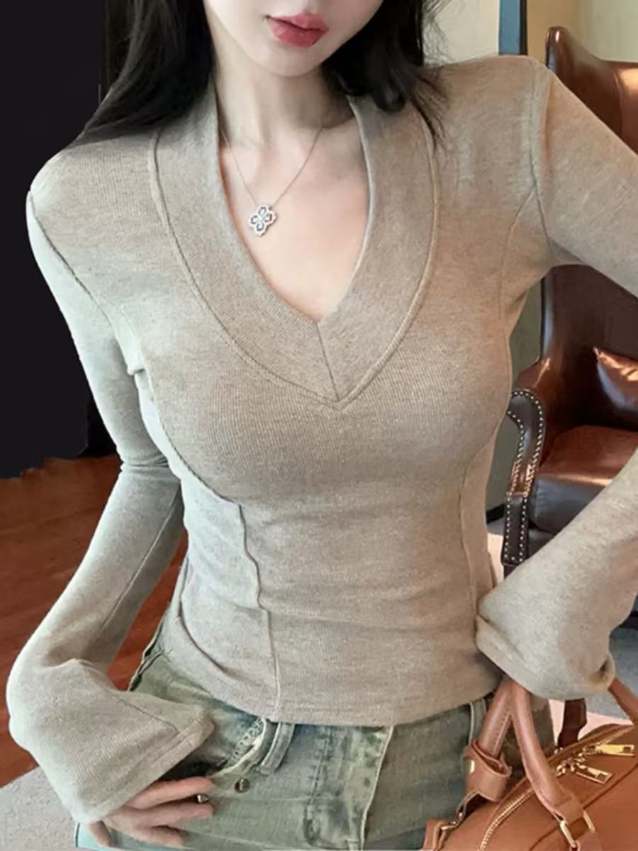 9000大V领长袖百搭打底衫C3-1-1