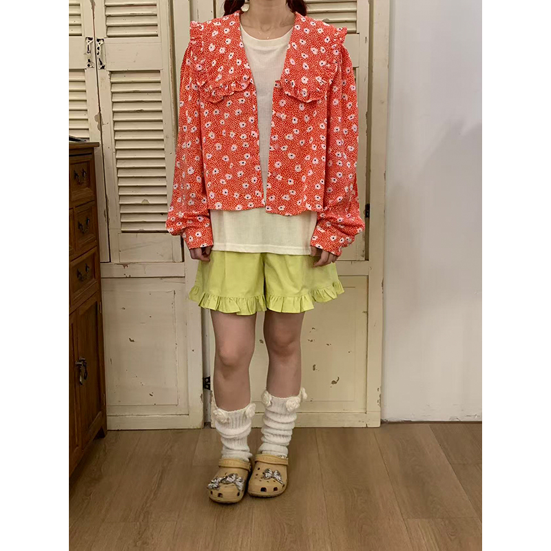 娃娃领小碎花衬衣（有色差）（不退换）