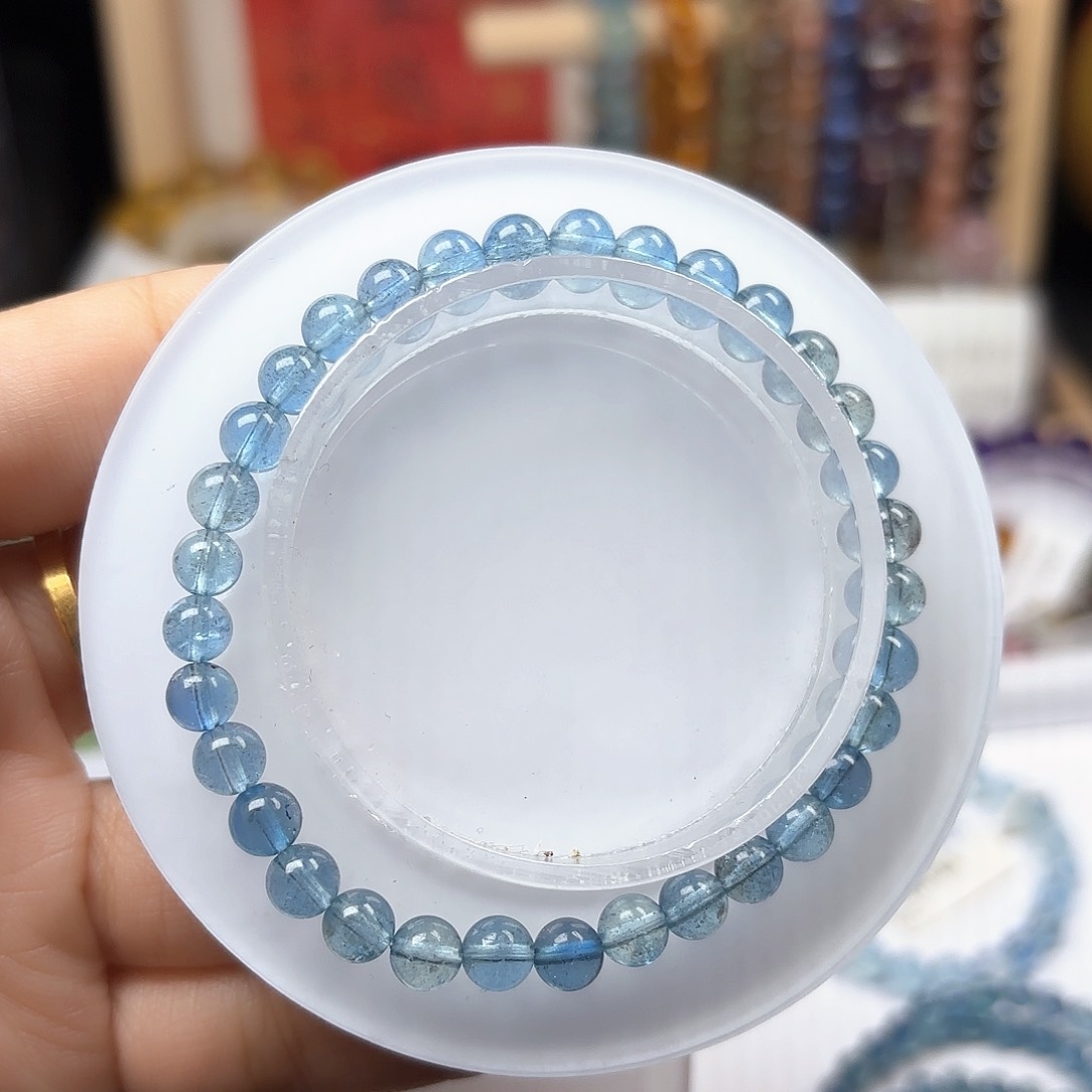 水晶手链未镶嵌海蓝宝5.8