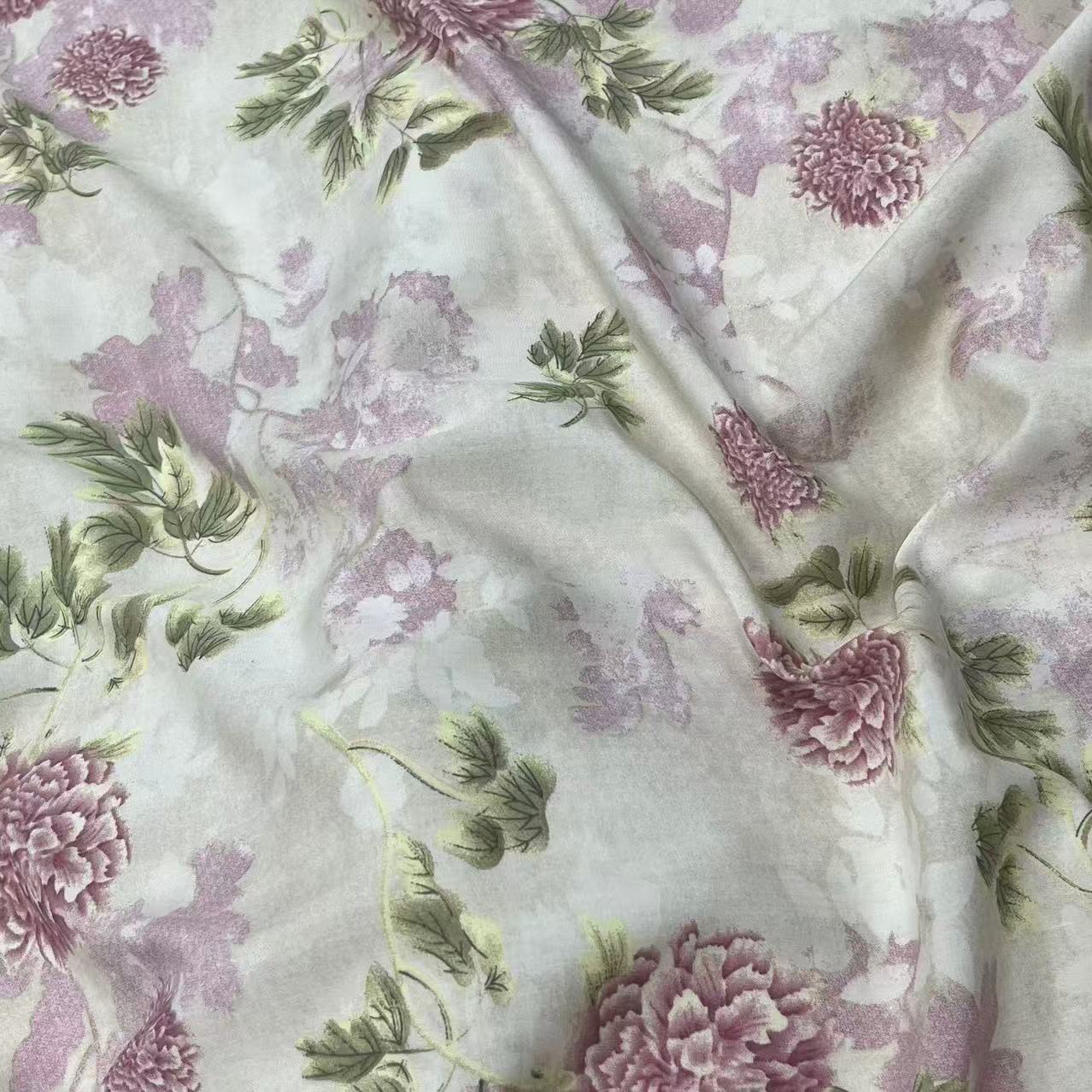  【绒兰】袋鼠国订单! 棉绸布料莱赛尔升级款 196号 绿叶粉花