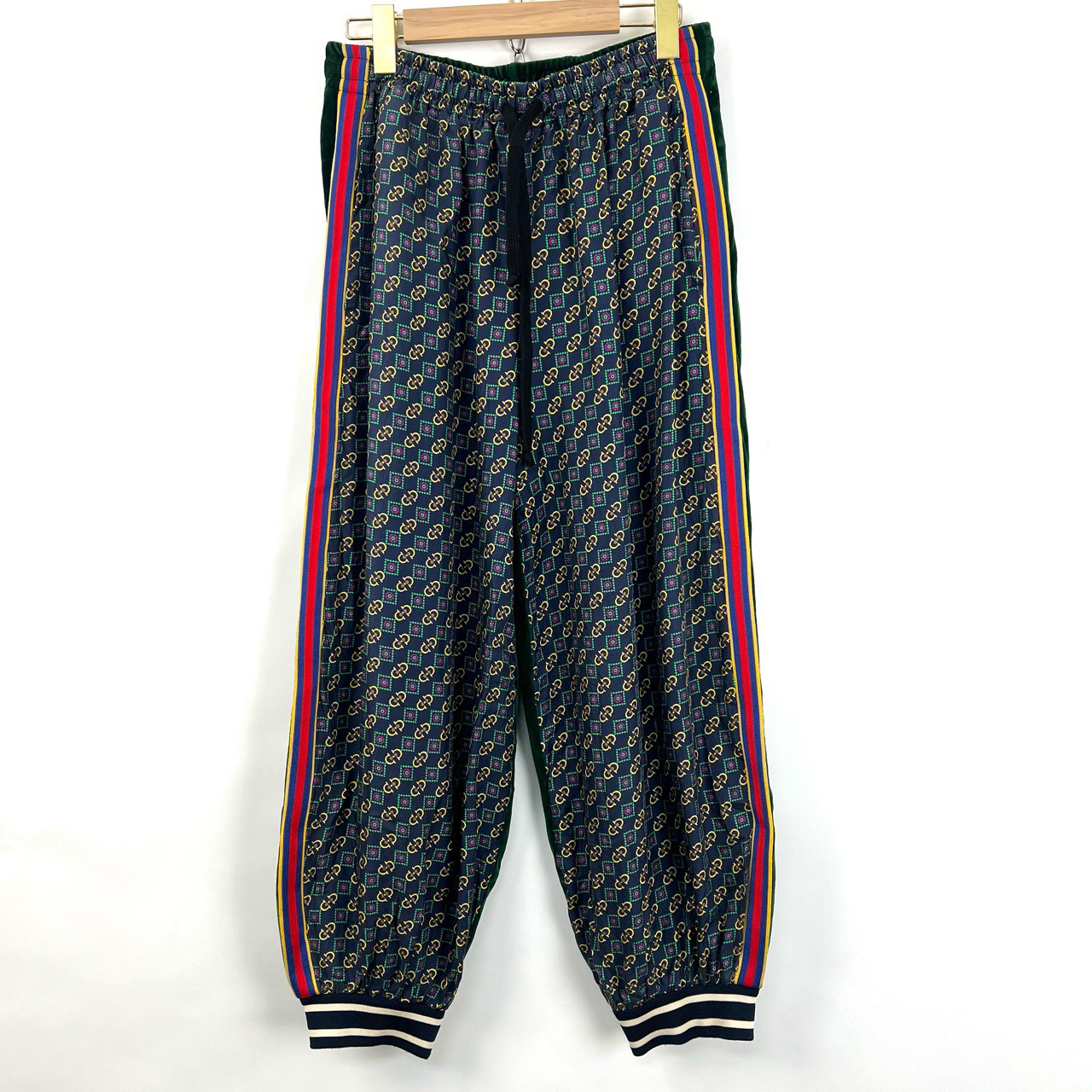 99新 GUCCI/古驰 M码/拼接满印侧边logo运动裤/勾丝06452