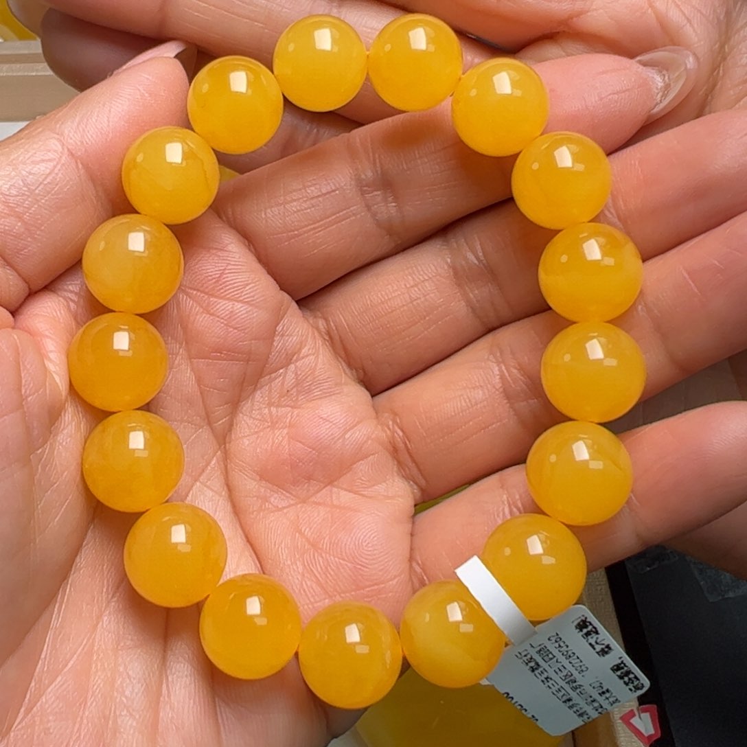 蜜蜡手链未镶嵌无优化无补胶焦皮料