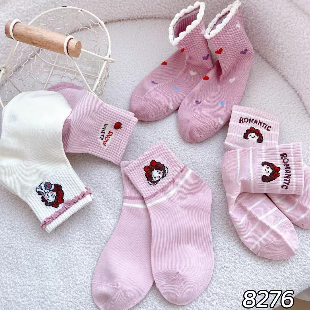 秋季学院风袜子袜子卡通风中筒袜学生加厚B类棉袜女袜短袜