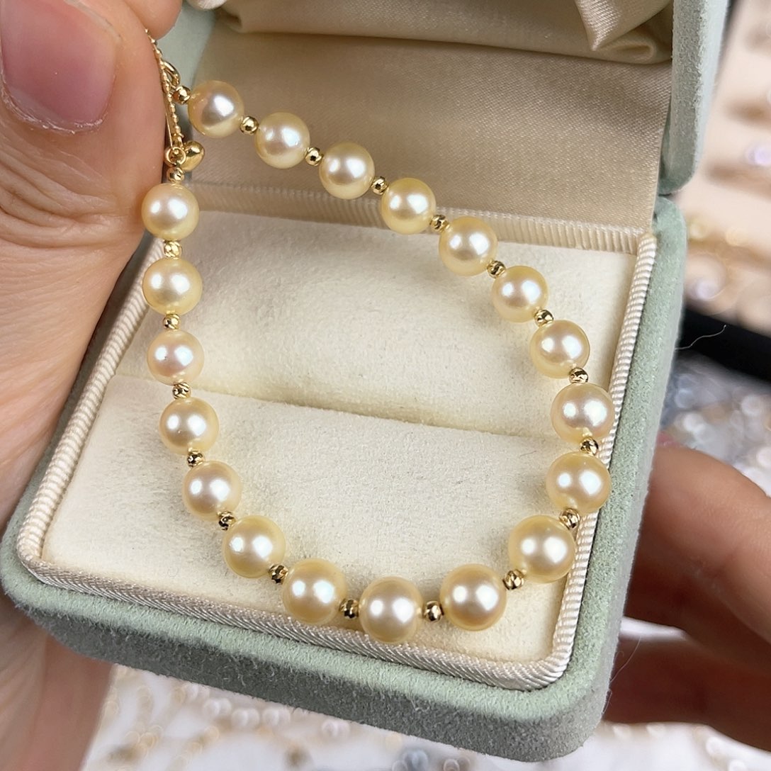 海水珍珠手绳18K金镶嵌