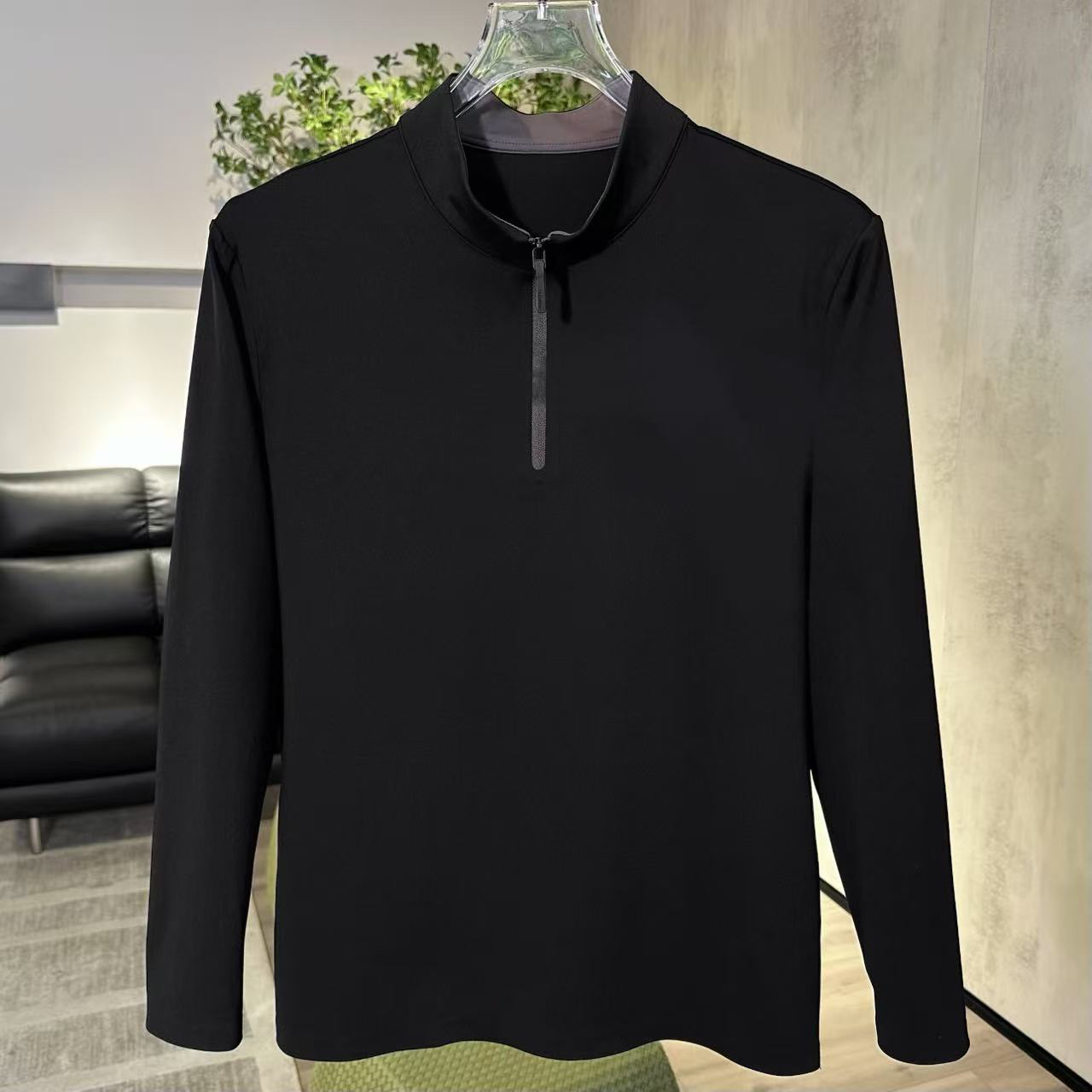 男款秋冬立领半拉链保暖长袖打底T恤