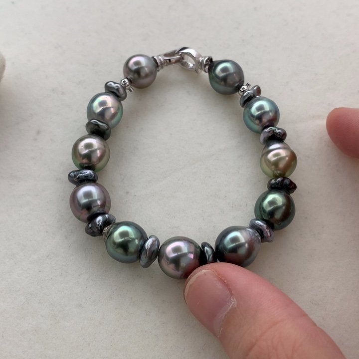 银S925镶嵌手链海水珍珠