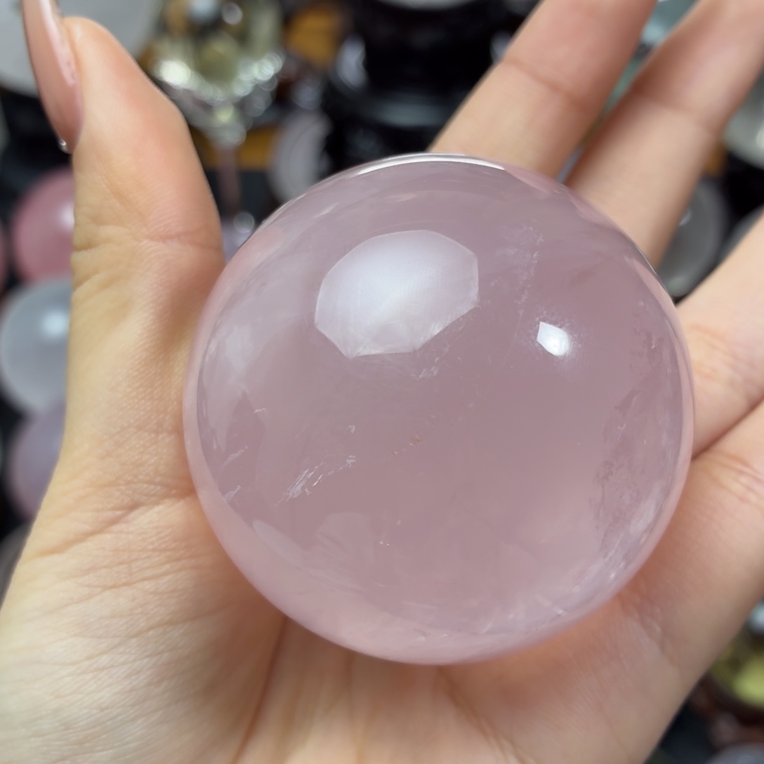 珠宝半成品未镶嵌水晶粉晶5.53cm