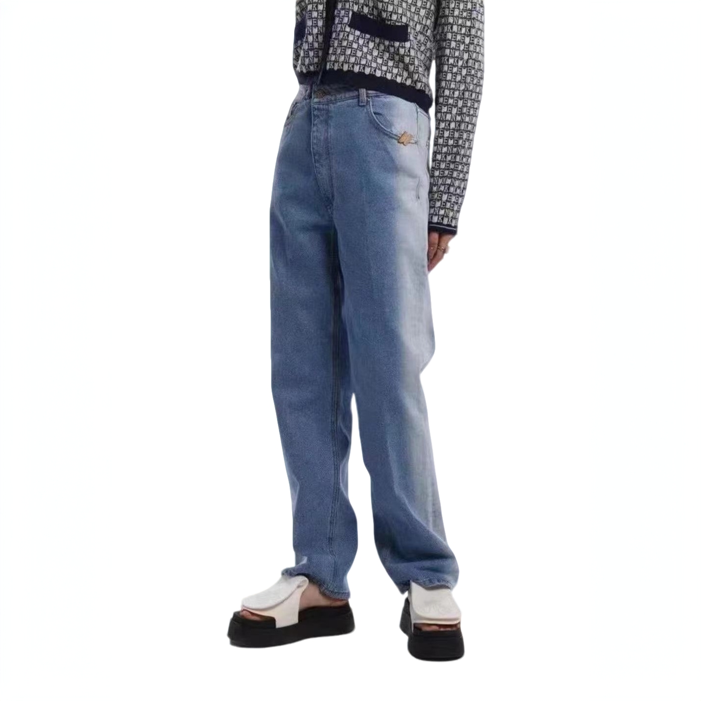 全新未使用  EENK 22春夏新款复古 牛仔裤 蓝色 TP011021