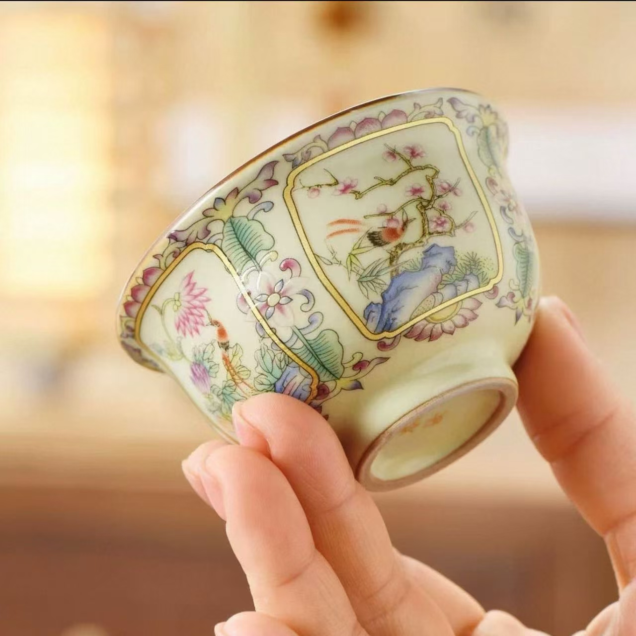 CR--复古汝窑压手招财杯-1