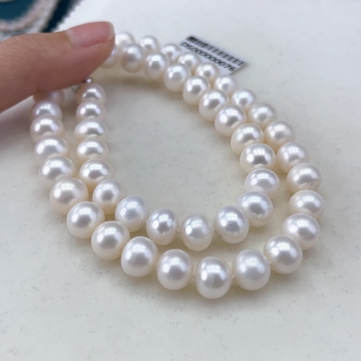淡水珍珠颈饰银S925镶嵌9➕冷白