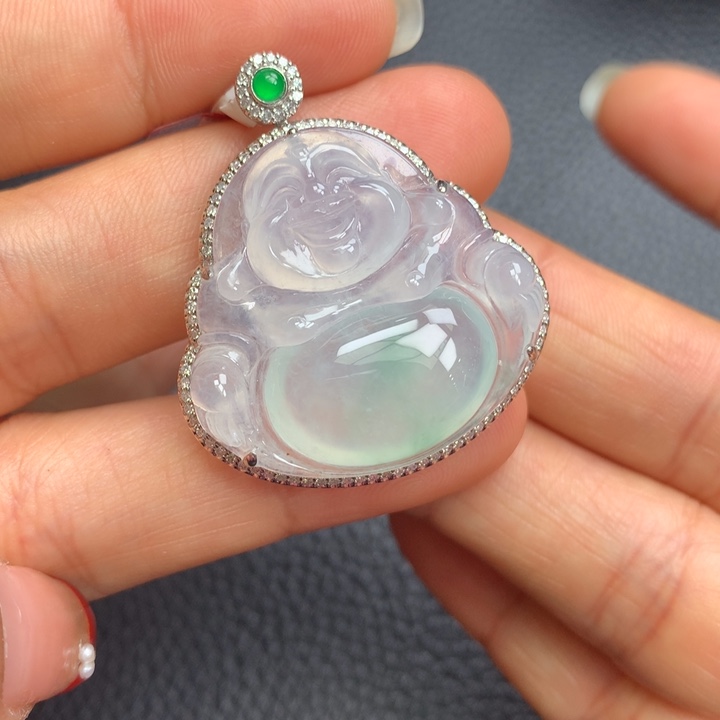 翡翠吊坠(不含链)18K金镶嵌