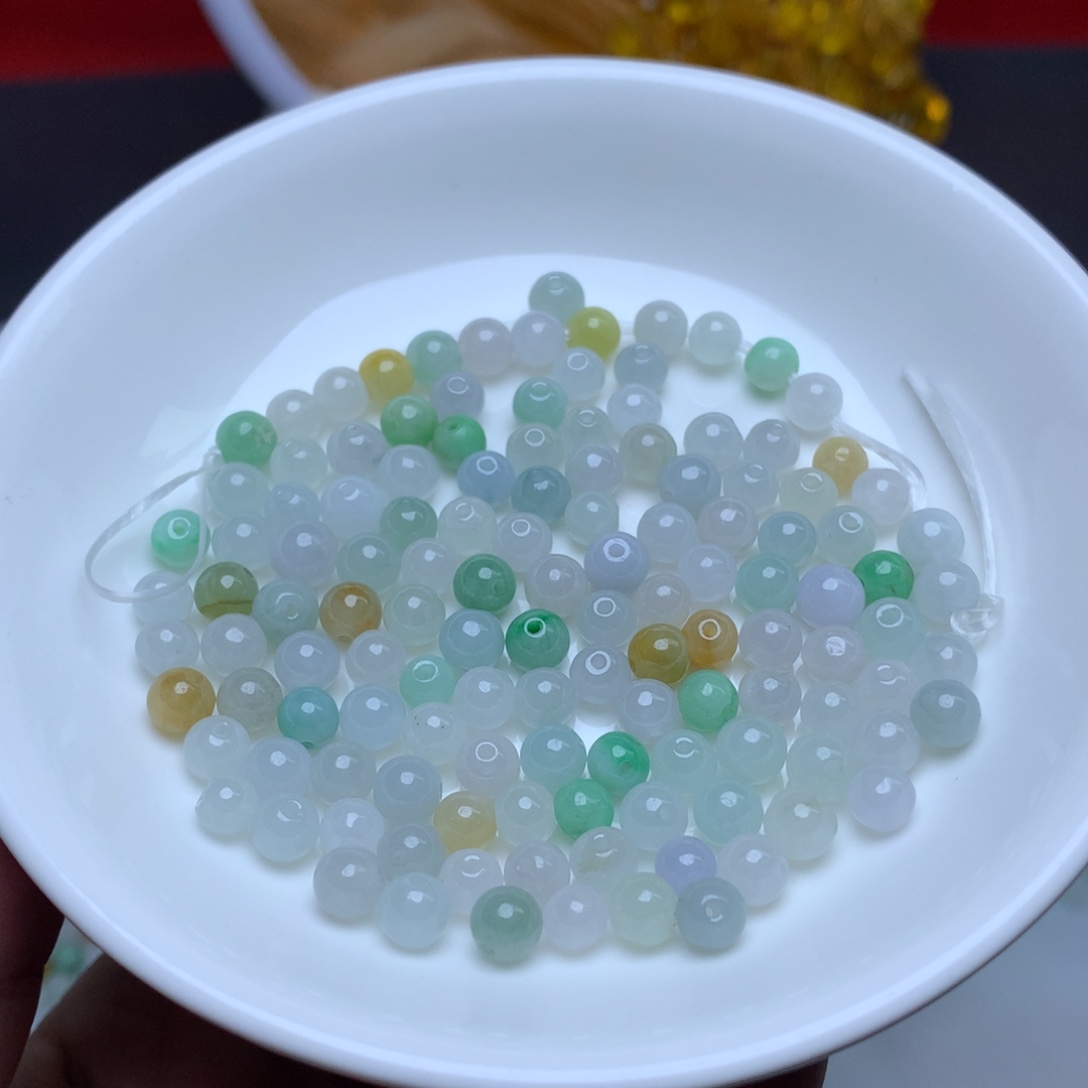 【闪购商品】翡翠手链未镶嵌卡5.5冰三彩33个