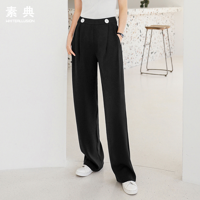 清仓0405女夏季直筒冰丝高腰宽松显瘦薄款雪纺拖地休闲长裤子