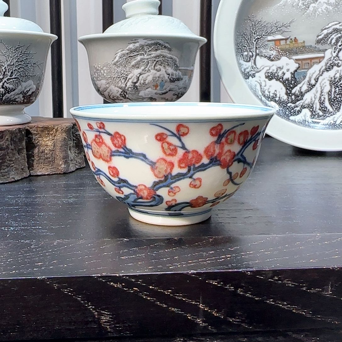 野***琪摆件陶瓷松竹梅主人杯福利