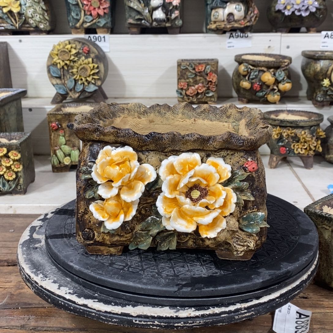 红陶青藤花器多肉花盆