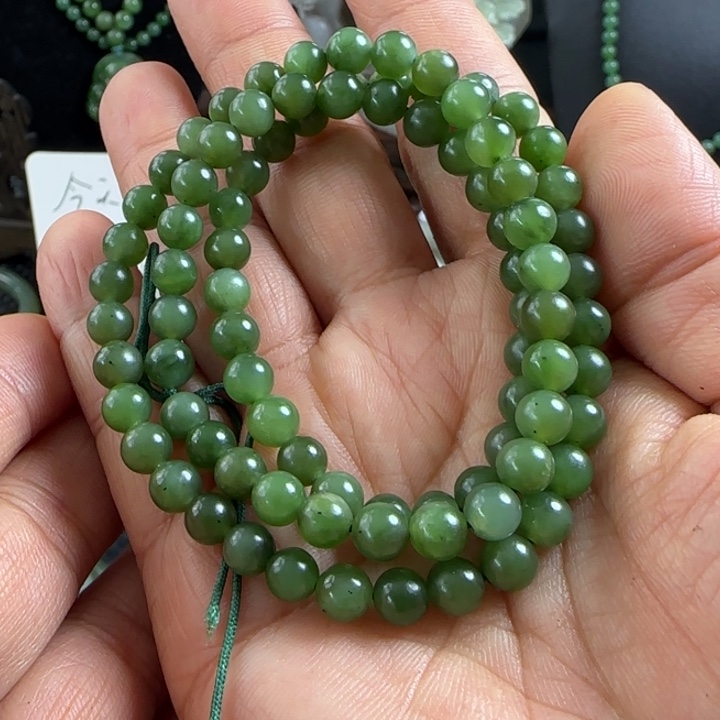 和田玉手串未镶嵌卡6