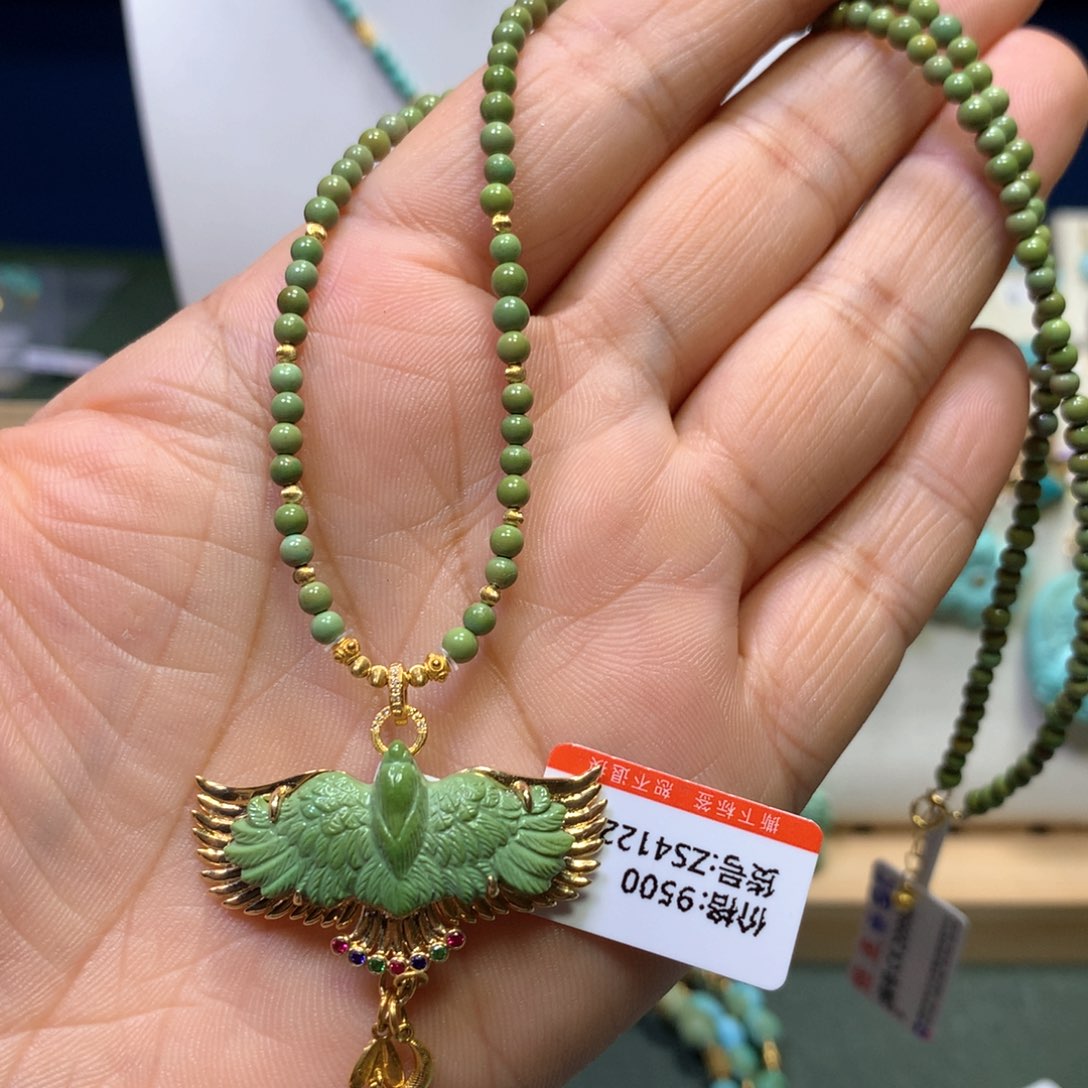 绿松石项链套装18K金镶嵌