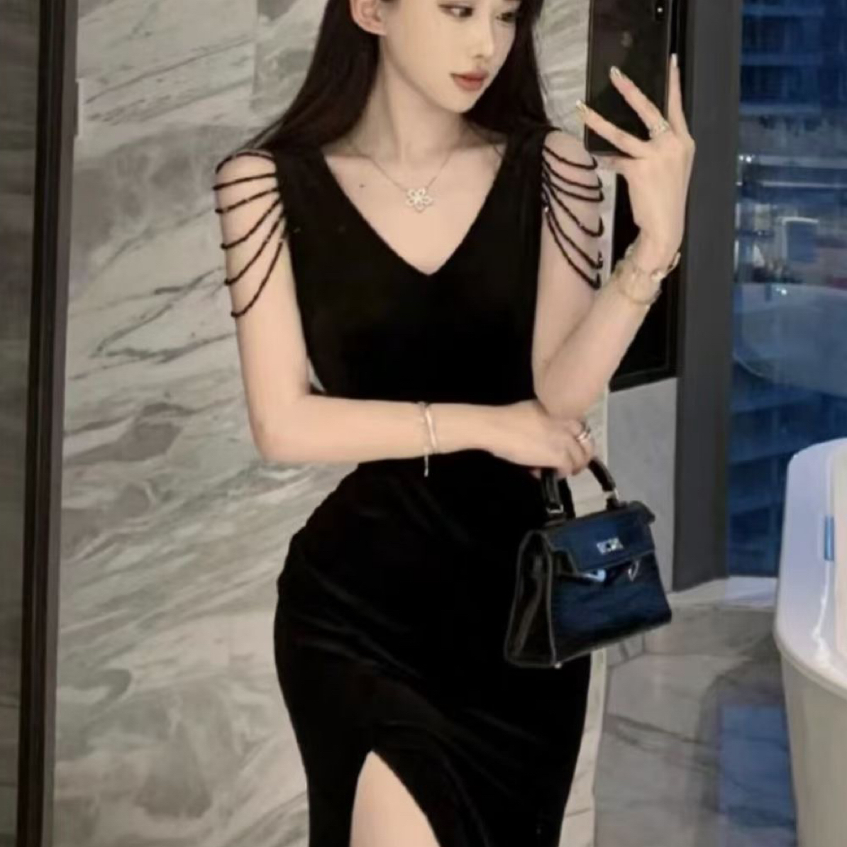 女性性感低胸气质夜总会晚礼服足浴SPA技师工作服