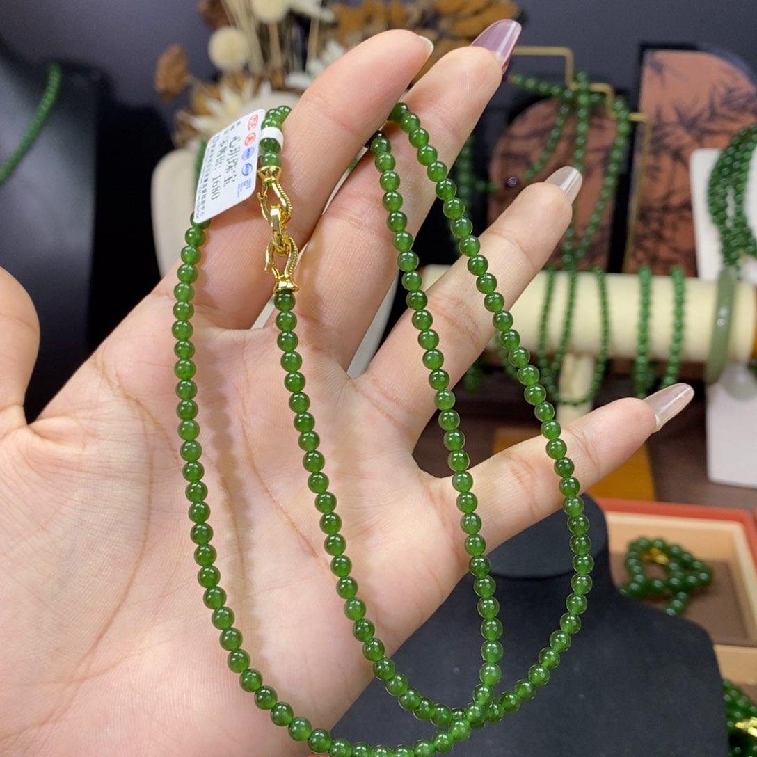 和田玉（碧玉）颈饰未镶嵌辣4