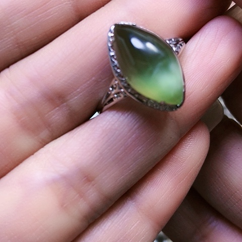 和田玉银S925镶嵌戒指