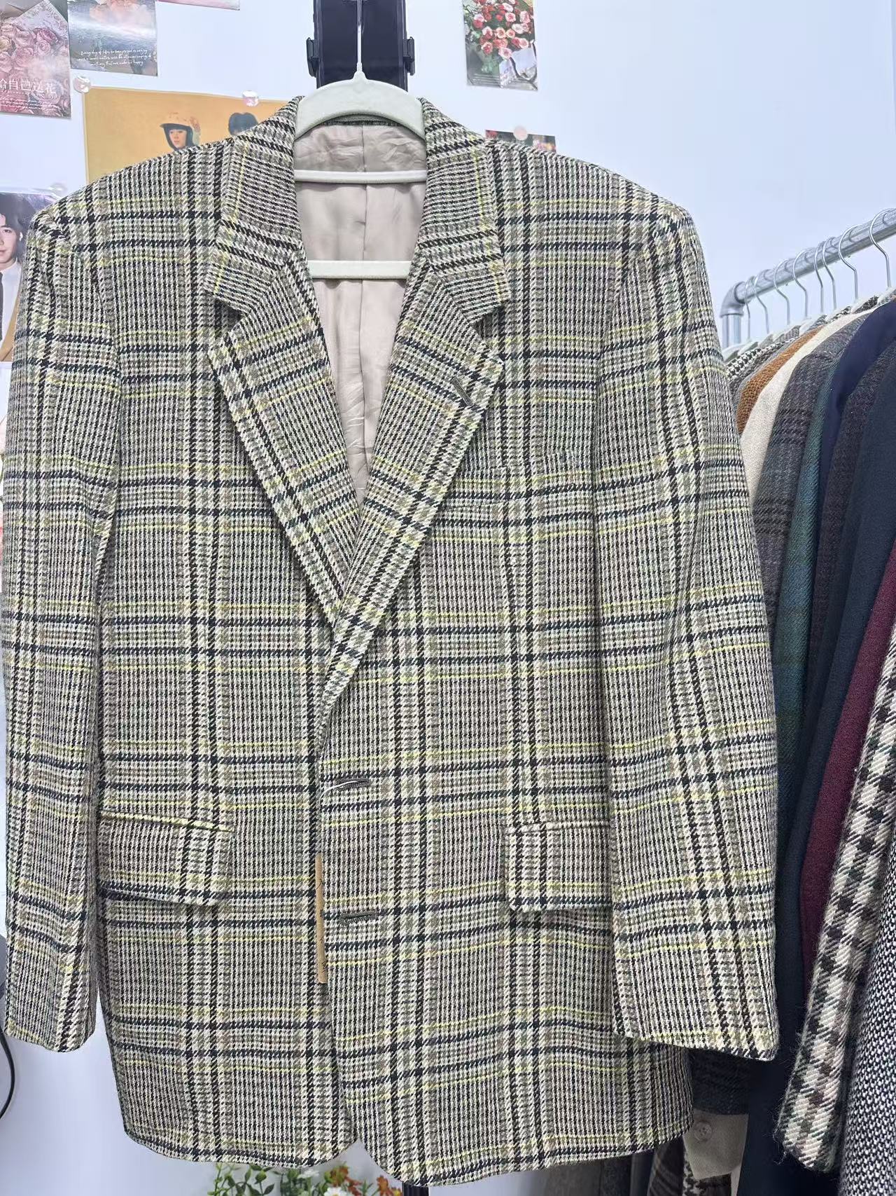 古着Vintage西装复古外套男女百搭经典日式古着大衣风衣格子格纹