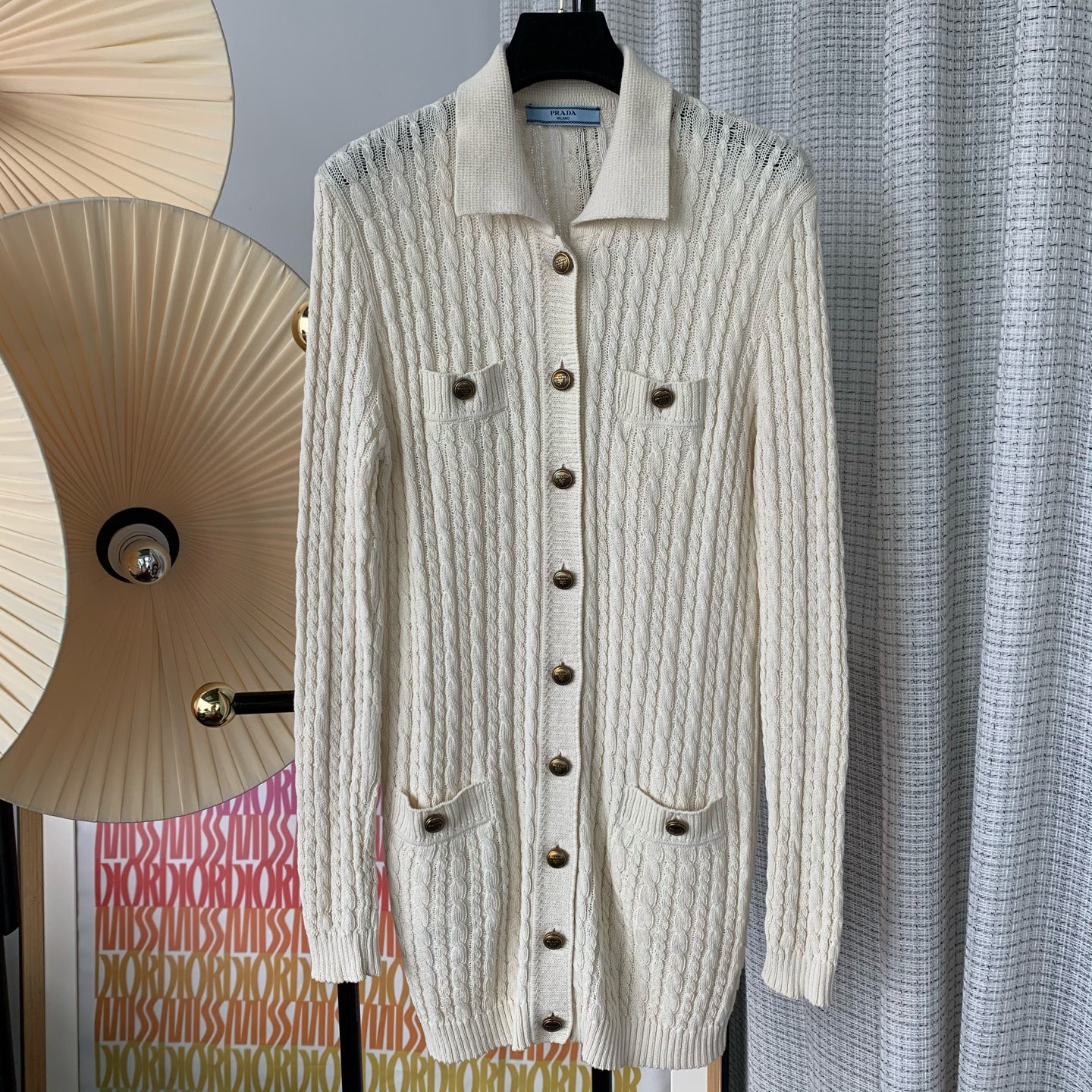 99新 Prada/普拉达 Prada米白色针织连衣裙40码 