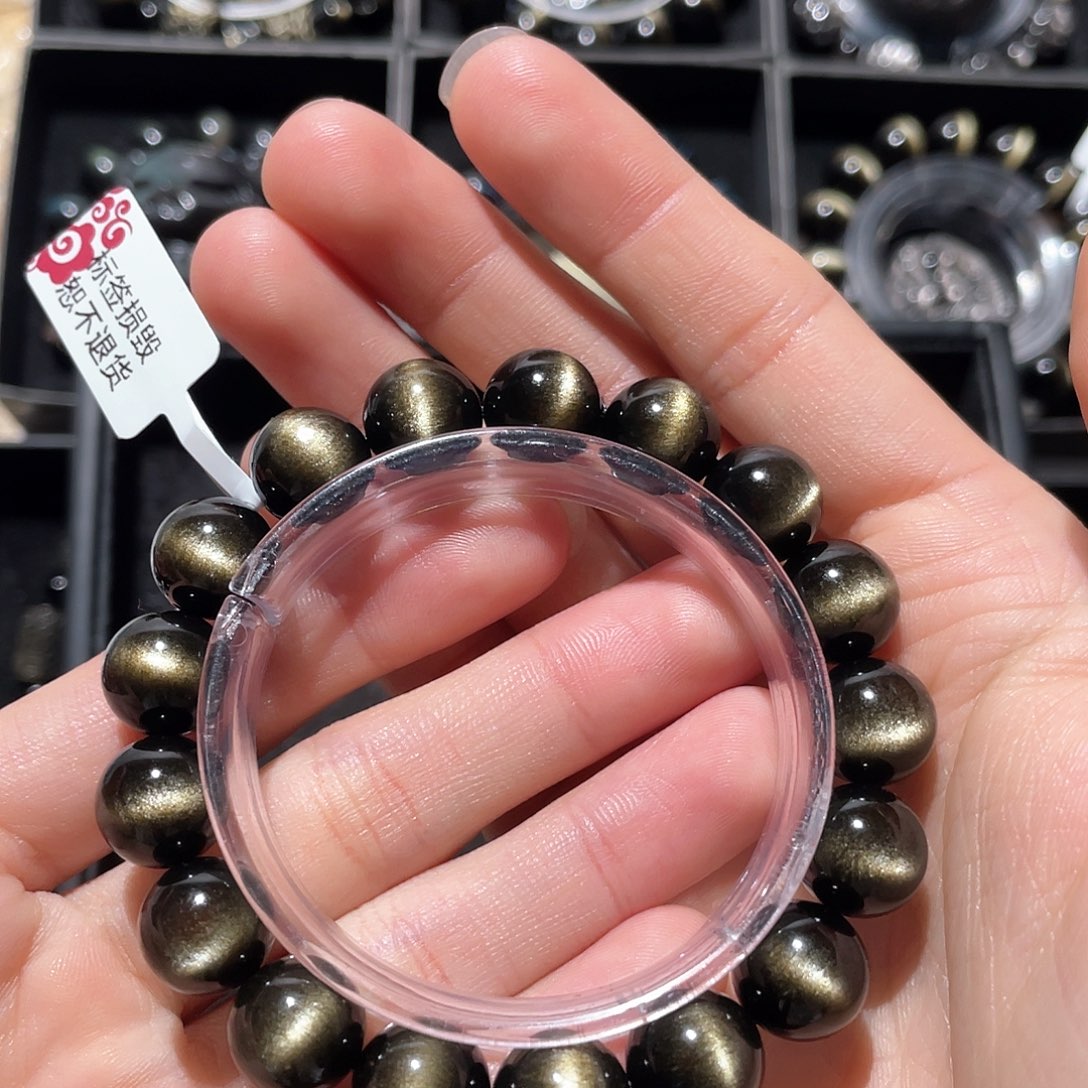 黑曜岩未镶嵌手链封**胥