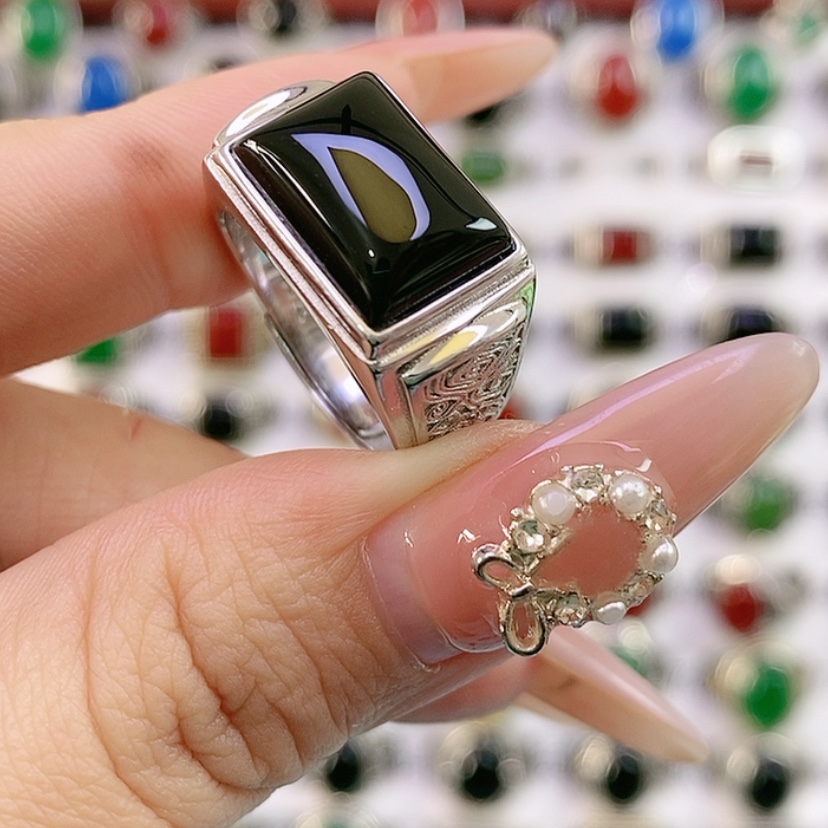 【闪购商品】银S925镶嵌戒指玛瑙/玉髓d****p