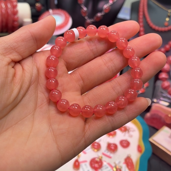 菱锰矿（红纹石）未镶嵌手绳